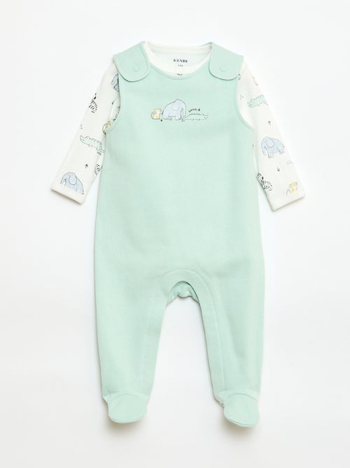 Conjunto body de manga larga + peto con pies - Kiabi