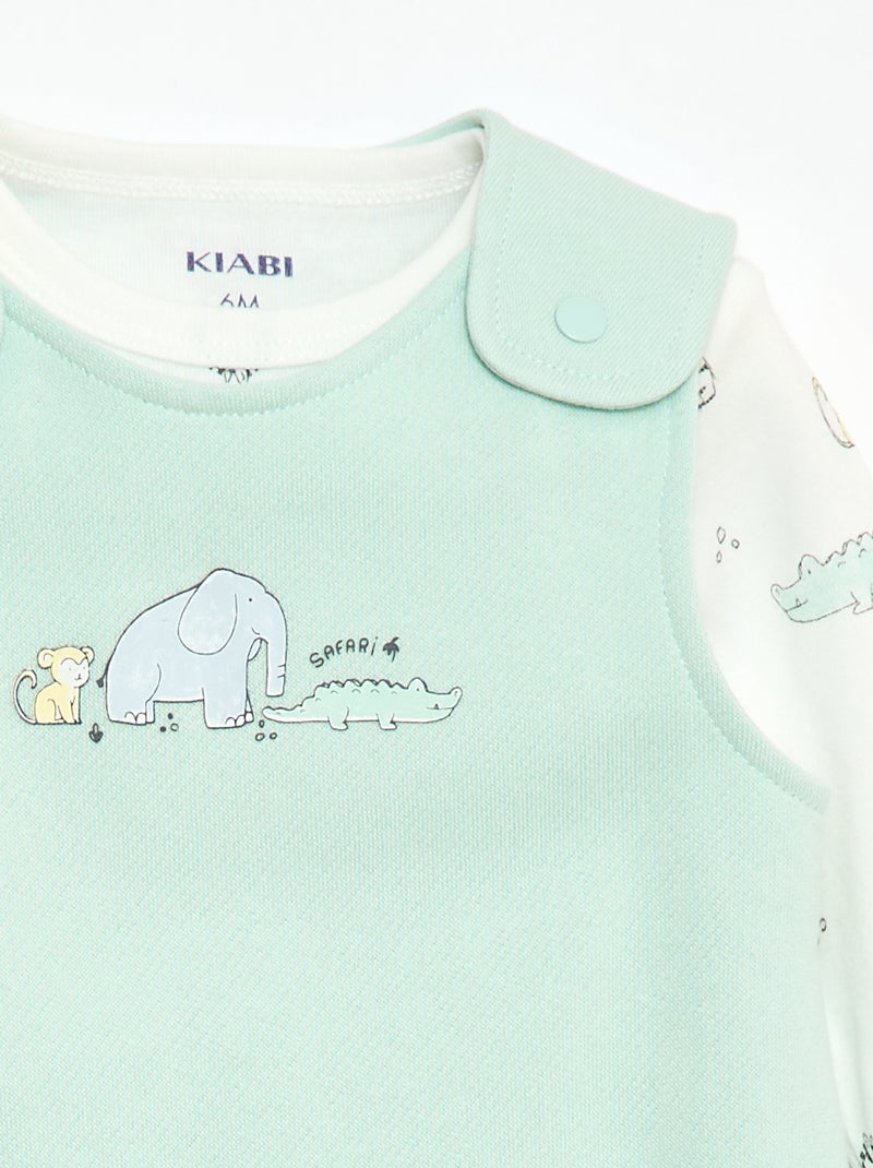 Conjunto body de manga larga + peto con pies Blanco - Kiabi