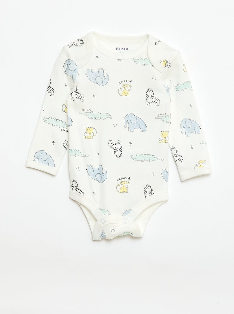 Conjunto body de manga larga + peto con pies Blanco - Kiabi