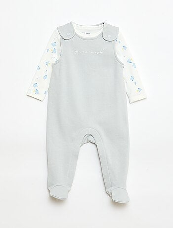 Conjunto body de manga larga + peto con pies