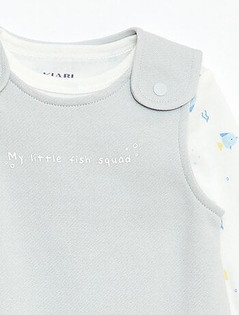 Conjunto body de manga larga + peto con pies