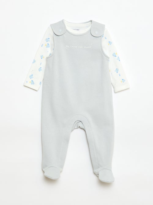Conjunto body de manga larga + peto con pies - Kiabi