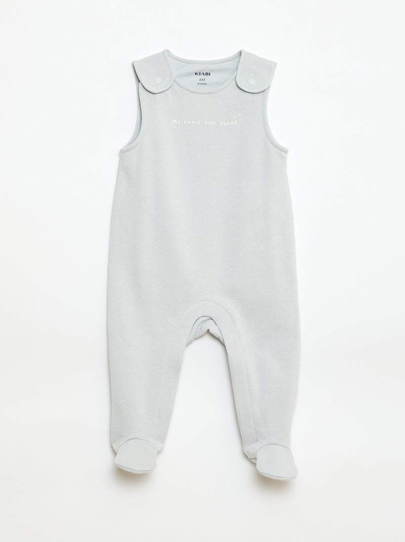 Conjunto body de manga larga + peto con pies Blanco - Kiabi