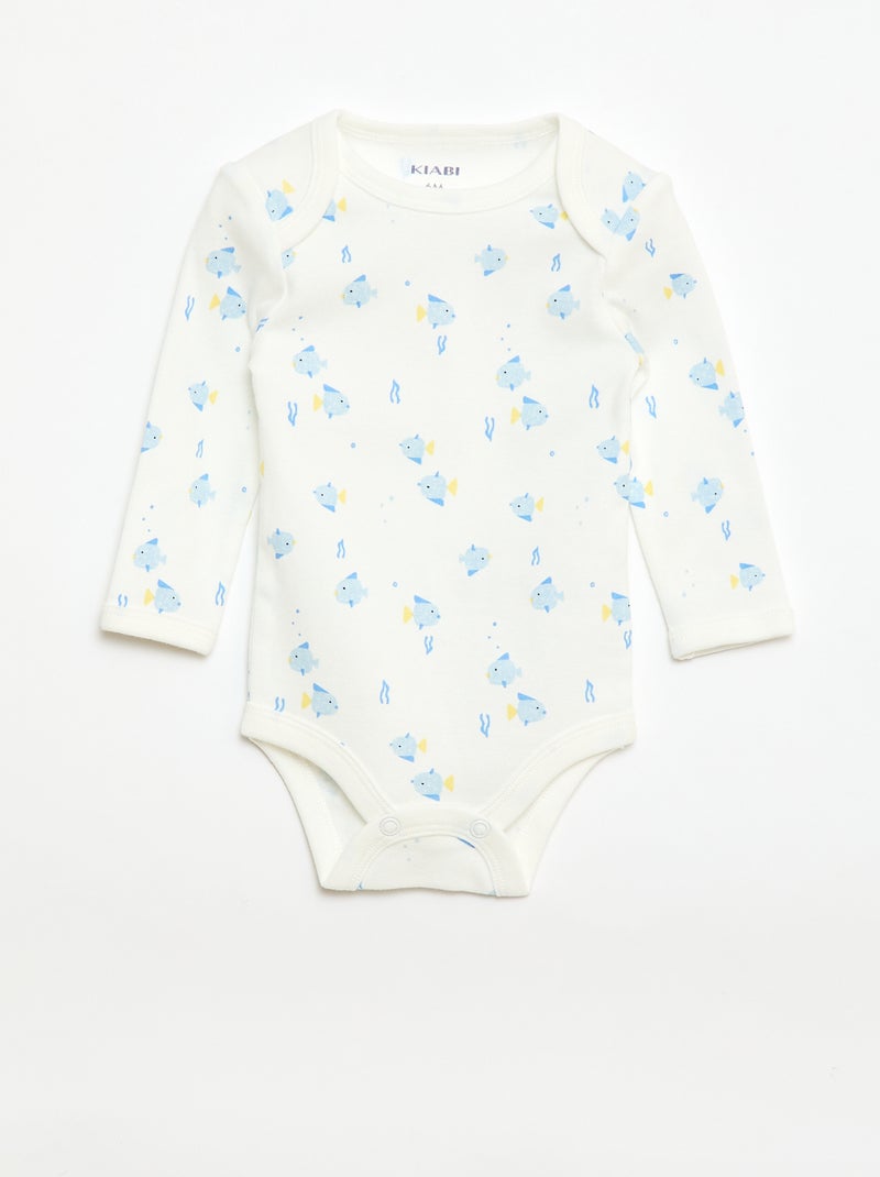 Conjunto body de manga larga + peto con pies Blanco - Kiabi