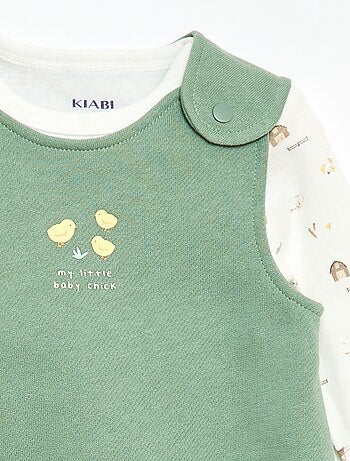 Conjunto body de manga larga + peto con pies