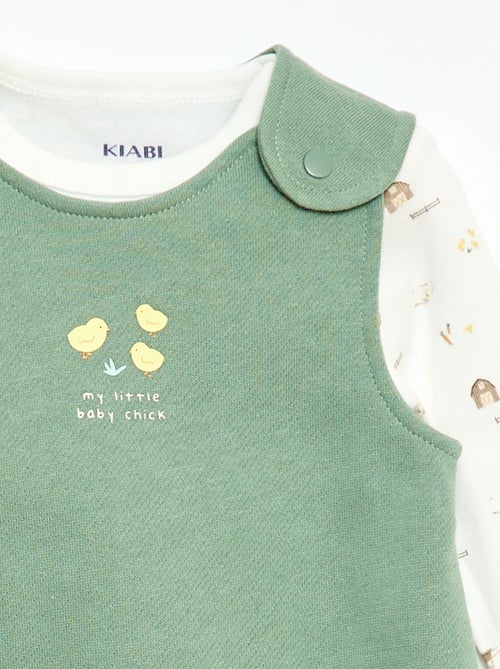 Conjunto body de manga larga + peto con pies - Kiabi