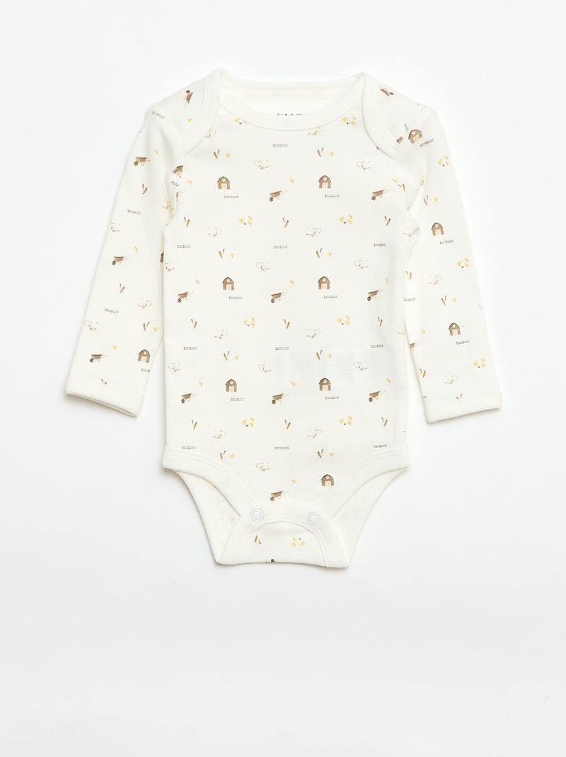 Conjunto body de manga larga + peto con pies Blanco - Kiabi