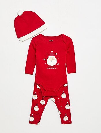 Conjunto body + leggings + gorro Navidad en algodón