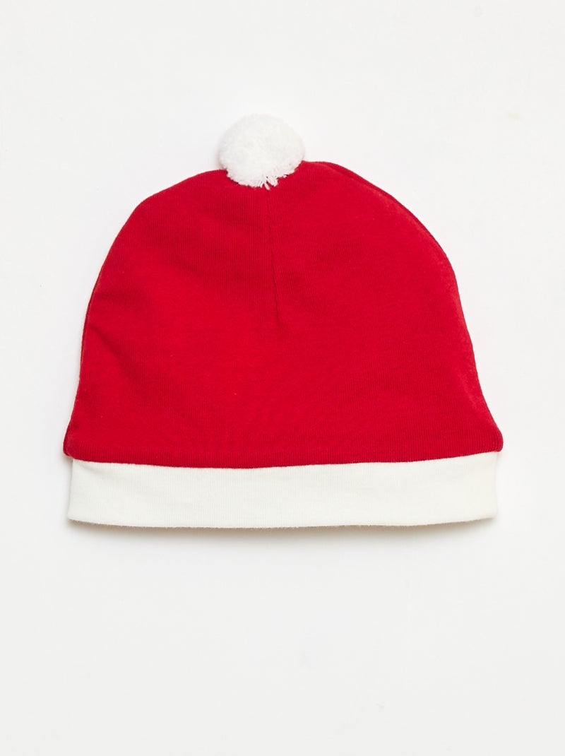 Conjunto body + leggings + gorro Navidad en algodón Rojo - Kiabi