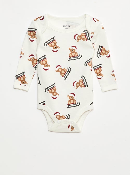 Conjunto body + leggings + gorro navideño de algodón - Kiabi