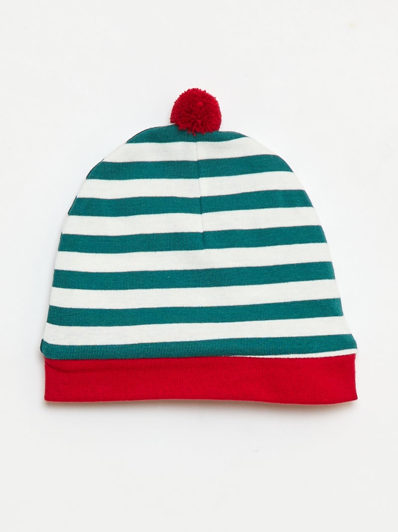 Conjunto body + leggings + gorro navideño de algodón Verde - Kiabi