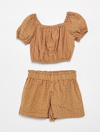 Conjunto bordado 2 piezas - Pantalón corto + blusa