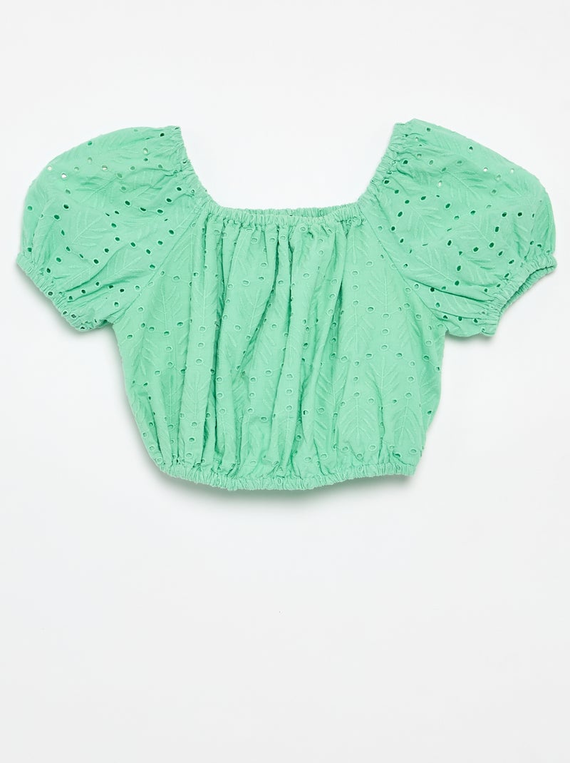 Conjunto bordado 2 piezas - Pantalón corto + blusa Verde - Kiabi