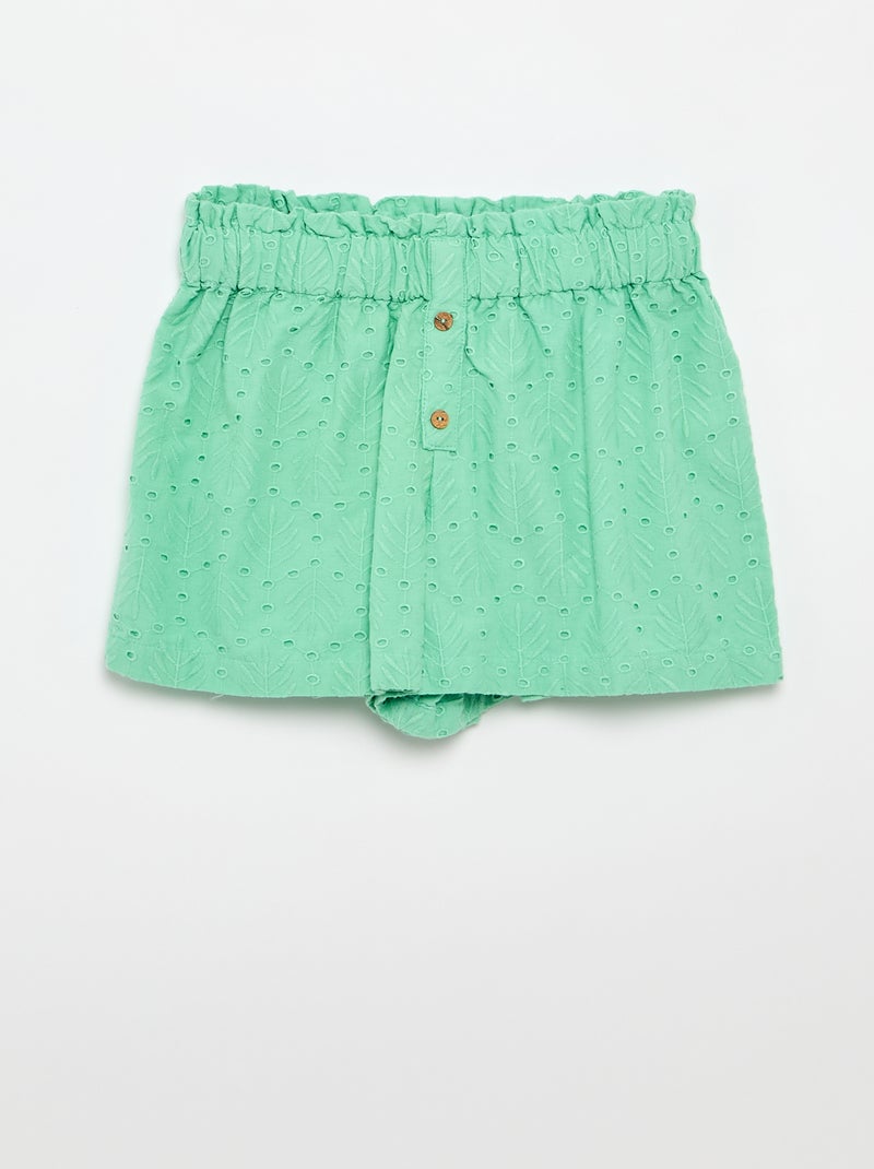 Conjunto bordado 2 piezas - Pantalón corto + blusa Verde - Kiabi