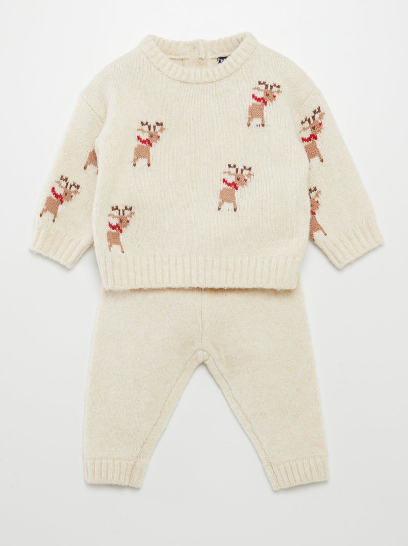 Conjunto cálido temática 'Navidad' - 2 piezas BEIGE - Kiabi