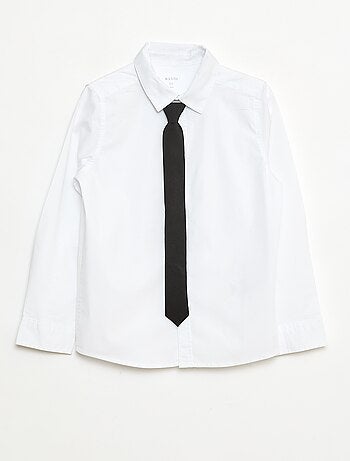 Conjunto camisa + corbata de popelina con velcro - 2 piezas