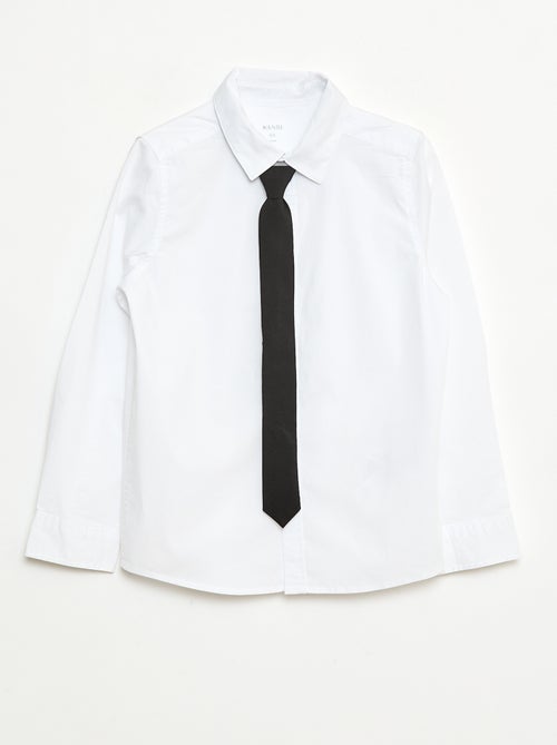 Conjunto camisa + corbata de popelina con velcro - 2 piezas - Kiabi