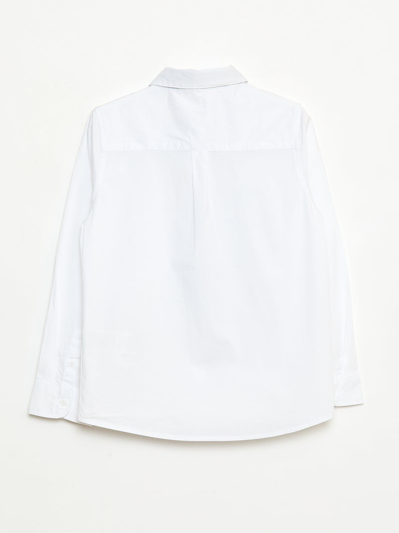 Conjunto camisa + corbata de popelina con velcro - 2 piezas Blanco - Kiabi