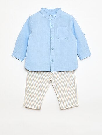 Conjunto camisa + pantalón en mezcla de lino - 2 piezas