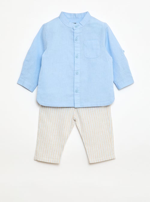 Conjunto camisa + pantalón en mezcla de lino - 2 piezas - Kiabi
