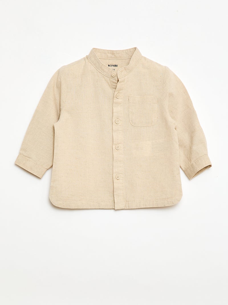 Conjunto camisa + pantalón en mezcla de lino - 2 piezas Beige - Kiabi