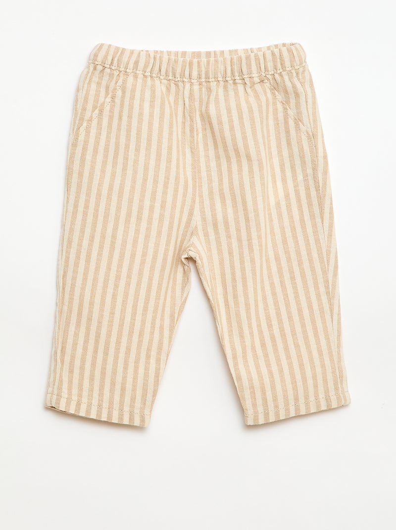 Conjunto camisa + pantalón en mezcla de lino - 2 piezas Beige - Kiabi