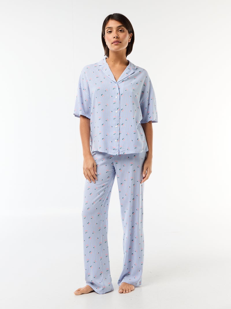 Conjunto camisero de noche a rayas Azul - Kiabi