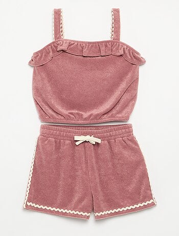 Conjunto camiseta de tirantes + short de rizo - 2 piezas