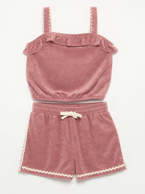 Conjunto camiseta de tirantes + short de rizo - 2 piezas - Kiabi