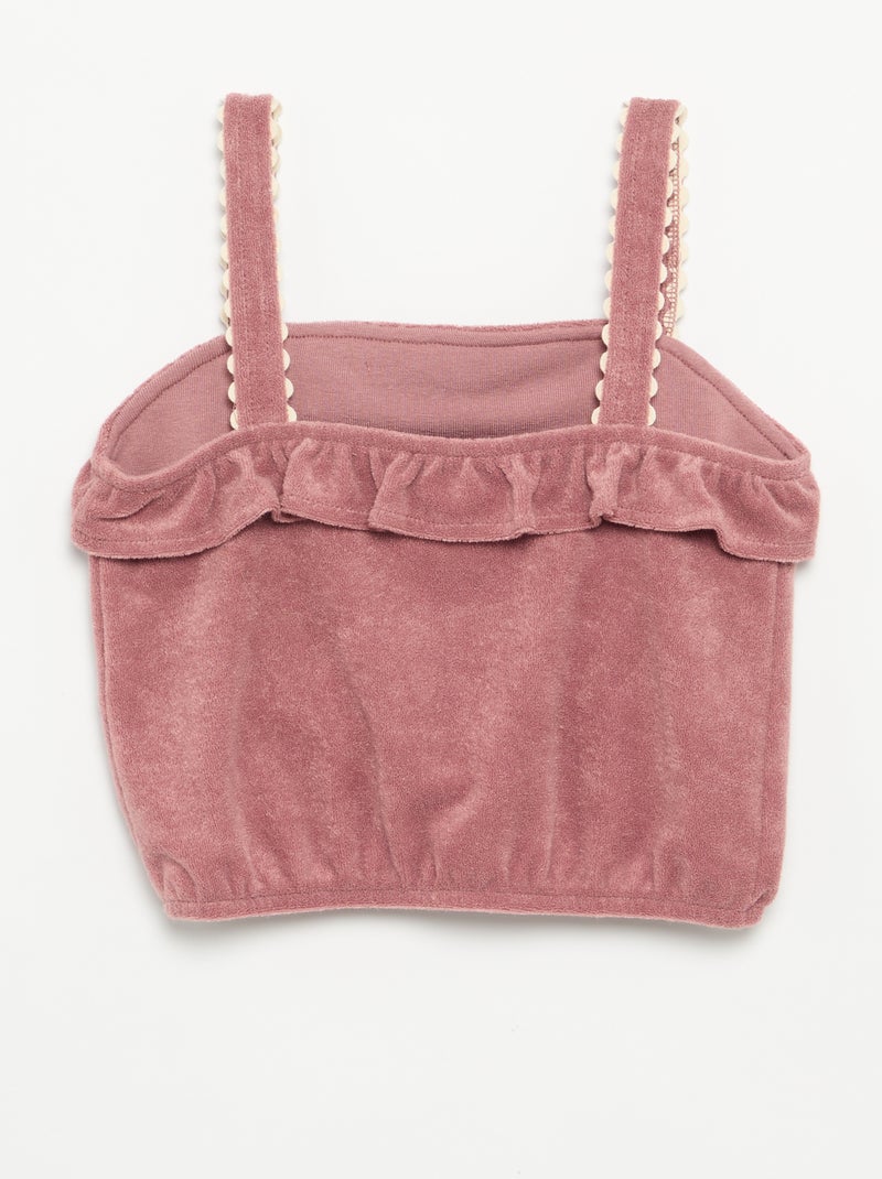 Conjunto camiseta de tirantes + short de rizo - 2 piezas Rosa - Kiabi