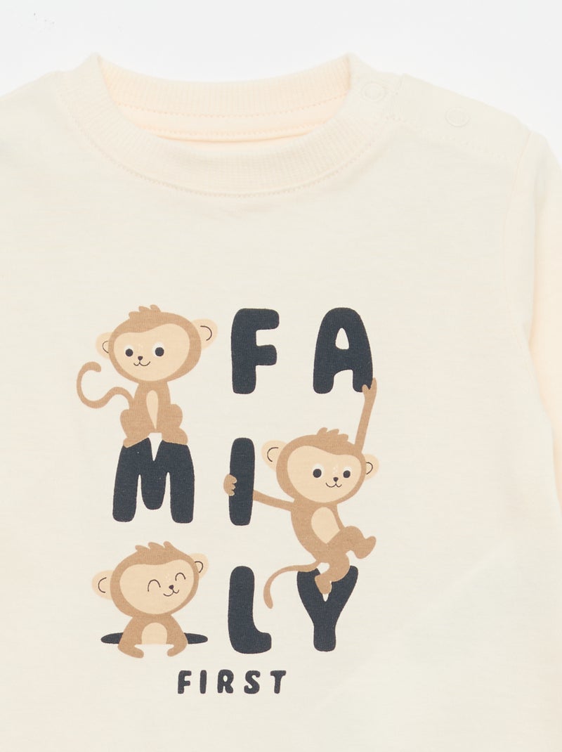 Conjunto camiseta + pantalón - 2 piezas Beige - Kiabi