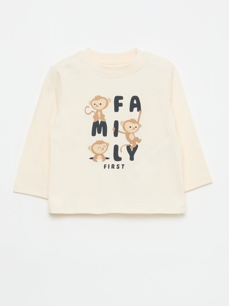 Conjunto camiseta + pantalón - 2 piezas Beige - Kiabi