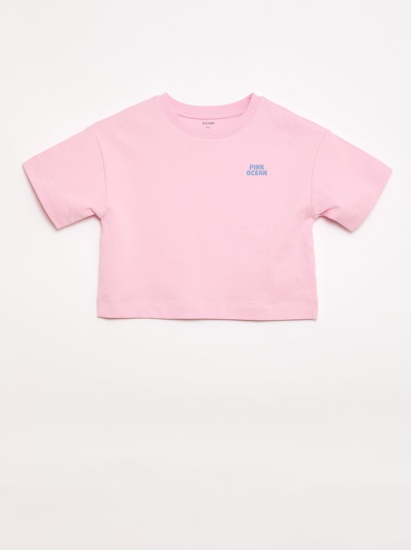 Conjunto Camiseta + Pantalón Corto - 2 piezas Rosa - Kiabi