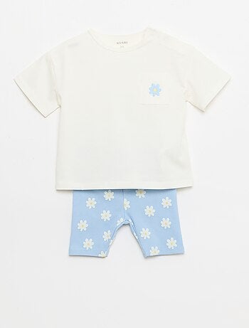 Conjunto Camiseta + pantalón corto ciclista acanalado - 2 piezas