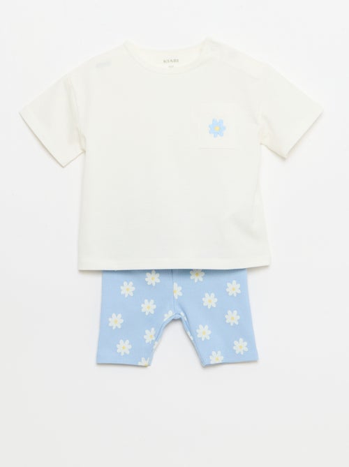 Conjunto Camiseta + pantalón corto ciclista acanalado - 2 piezas - Kiabi