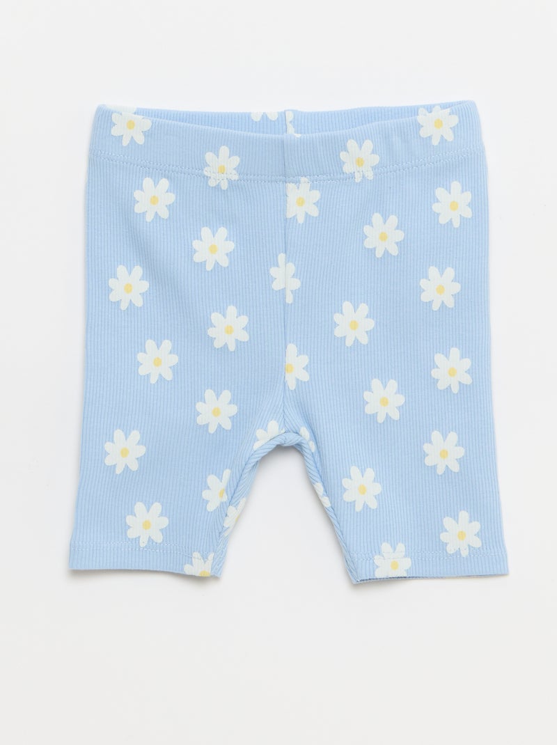 Conjunto Camiseta + pantalón corto ciclista acanalado - 2 piezas Azul - Kiabi