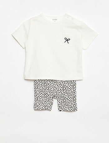 Conjunto Camiseta + pantalón corto ciclista acanalado - 2 piezas