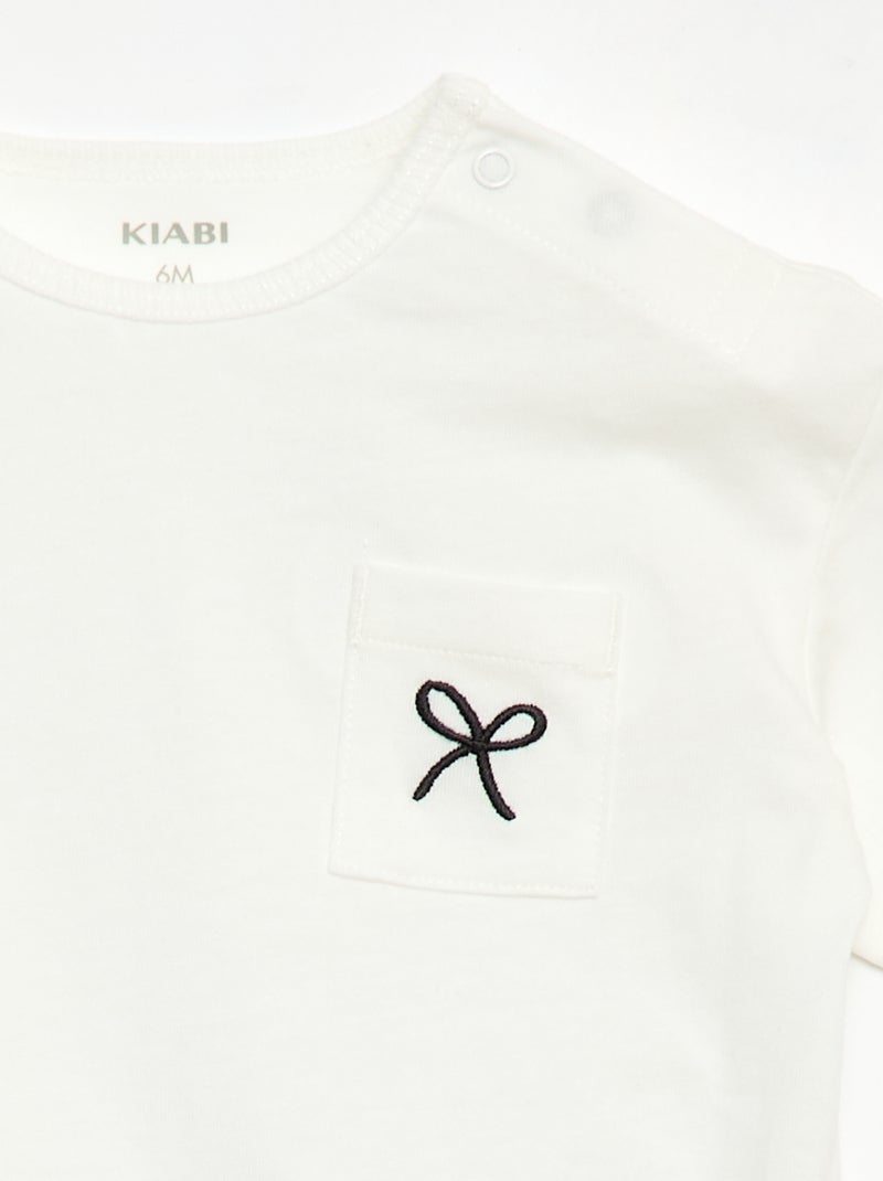 Conjunto Camiseta + pantalón corto ciclista acanalado - 2 piezas Blanco - Kiabi