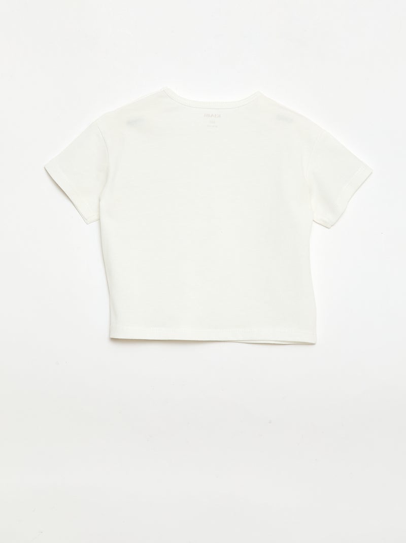 Conjunto Camiseta + pantalón corto ciclista acanalado - 2 piezas Blanco - Kiabi