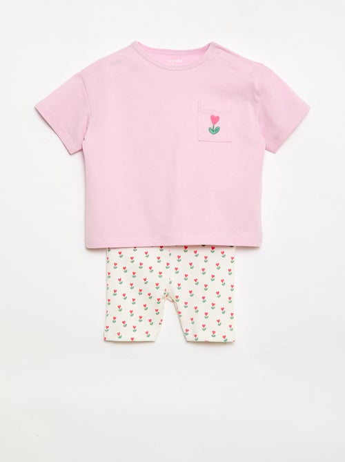 Conjunto Camiseta + pantalón corto ciclista acanalado - 2 piezas - Kiabi