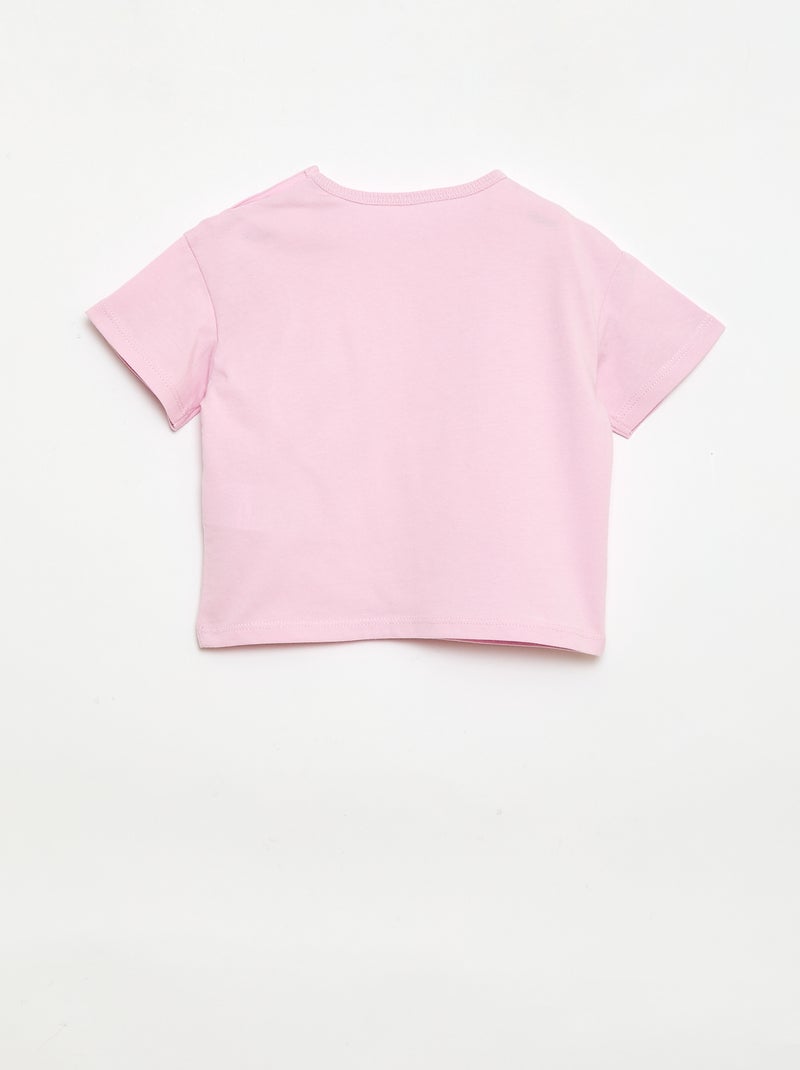 Conjunto Camiseta + pantalón corto ciclista acanalado - 2 piezas Rosa - Kiabi