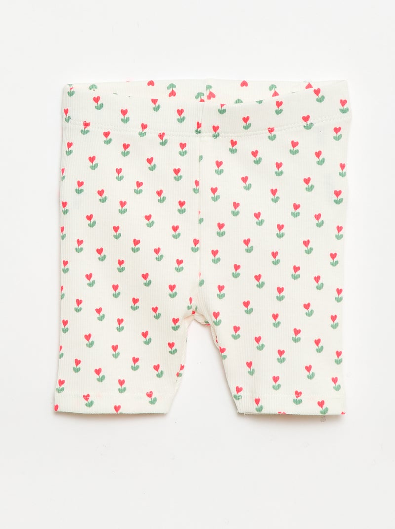 Conjunto Camiseta + pantalón corto ciclista acanalado - 2 piezas Rosa - Kiabi