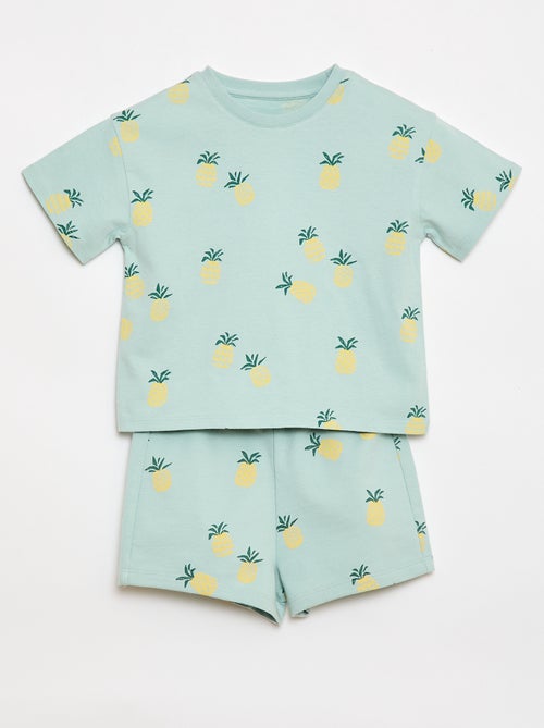 Conjunto camiseta + pantalón corto con estampado - 2 piezas - Kiabi