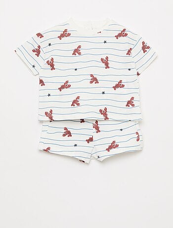 Conjunto camiseta + pantalón corto con estampado - 2 piezas
