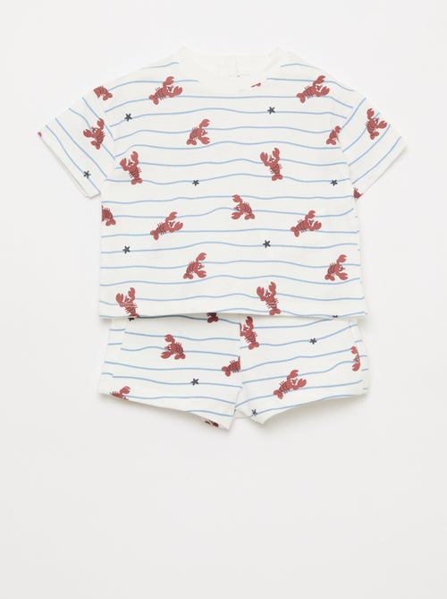 Conjunto camiseta + pantalón corto con estampado - 2 piezas - Kiabi