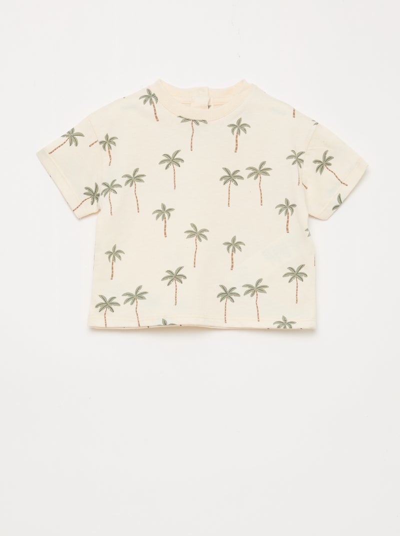 Conjunto camiseta + pantalón corto con estampado - 2 piezas Blanco - Kiabi