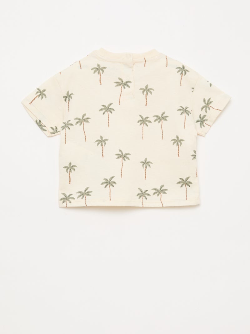 Conjunto camiseta + pantalón corto con estampado - 2 piezas Blanco - Kiabi