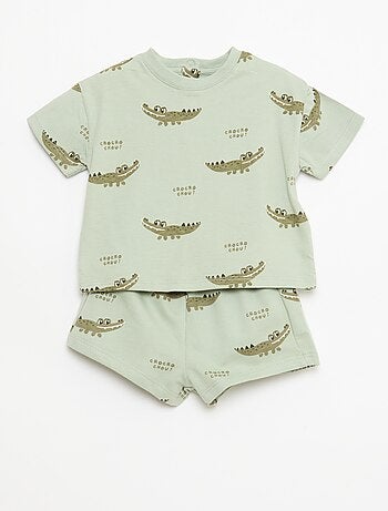 Conjunto camiseta + pantalón corto con estampado - 2 piezas