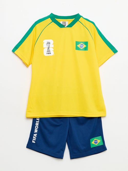 Conjunto camiseta + pantalón corto con licencia oficial de la Copa Mundial de la FIFA 26™ - Brasil - Kiabi Conjunto camiseta + pantalón corto con licencia oficial de la Copa Mundial de la FIFA 26™ - Brasil - Kiabi
