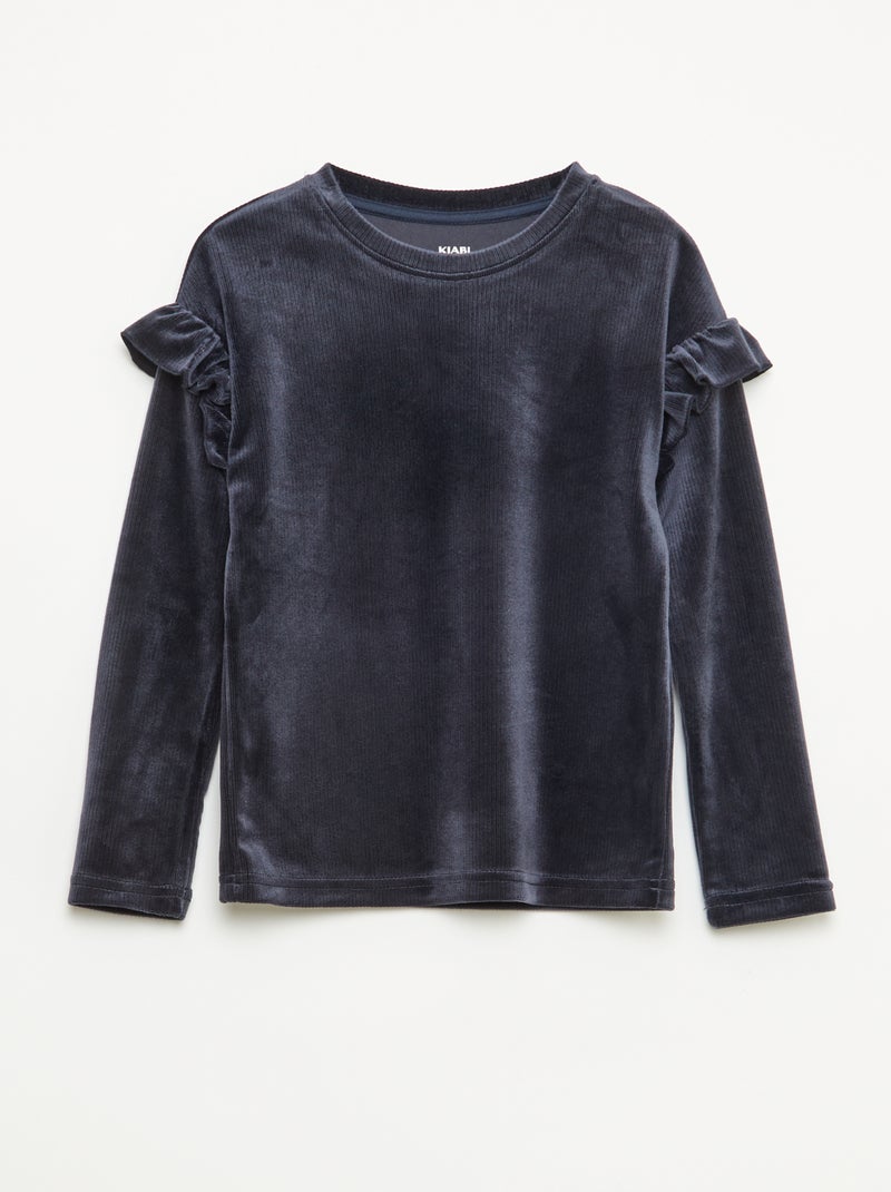 Conjunto camiseta + pantalón de terciopelo - 2 piezas Negro - Kiabi